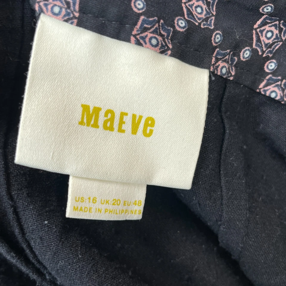 Vestido Maeve Mujer 16 Negro Ajuste Y Acampanado Seda Mini Botón Frontal Anthropologie Foto 3 de 4