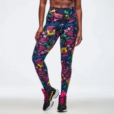 Zumba Sizzlin' High Waisted Ankle Leggings ~ Black/Pink ~ XS  S  M  L  XL ~ New!