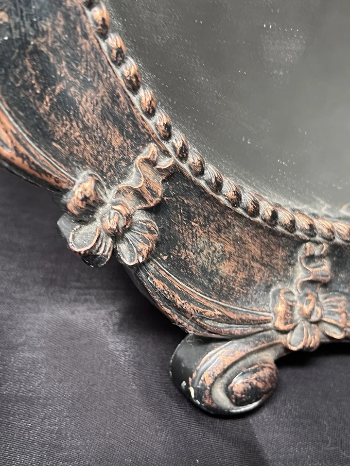 Vintage Syrocco Decorative Oval Mirror Easel Back Tabletop Or Wall 13x10 - Image 3 of 4