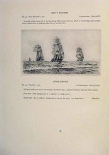 Original Old Antique Print American Ships Stand By To Let Go Soft Ground Etching