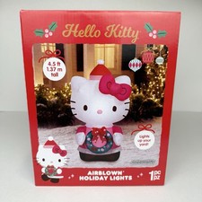 Gemmy NEW Airblown Inflatable Hello Kitty Holding Christmas Wreath 4.5" Tall