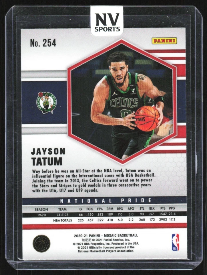 2020-21 Panini Mosaic National Pride Fast Break Jayson Tatum Boston Celtics #254 - Image 2 of 2