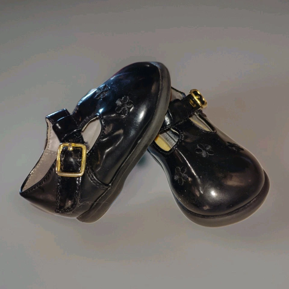 Лакированная кожа ребенка ясельного возраста размер 3 туфли с золотой акцент пряжки - Изображение 2 из 4