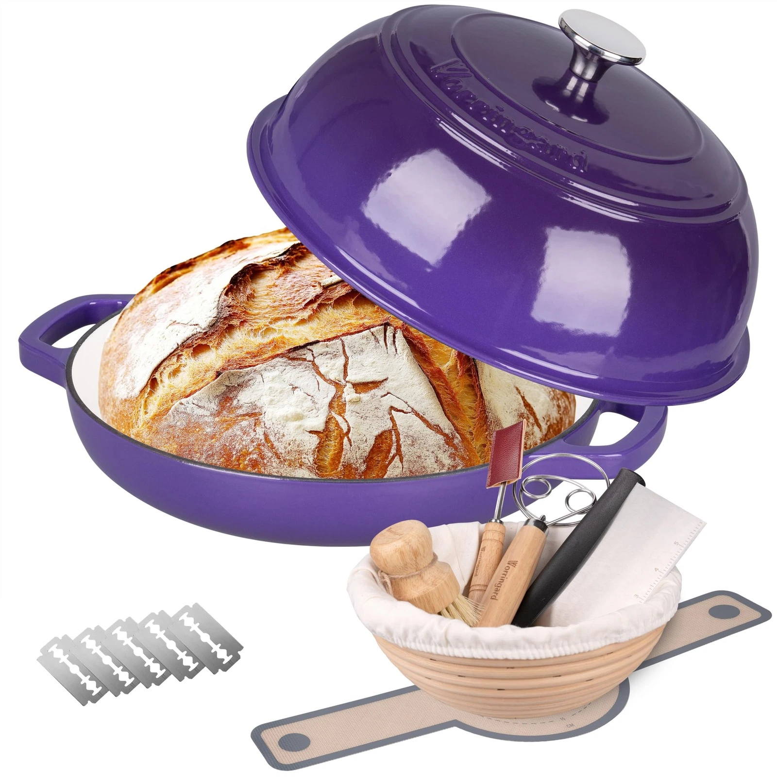 VORRINGARD Enameled Cast Iron Dutch Oven Pot with Lid, Bread Oven for Sourdou...