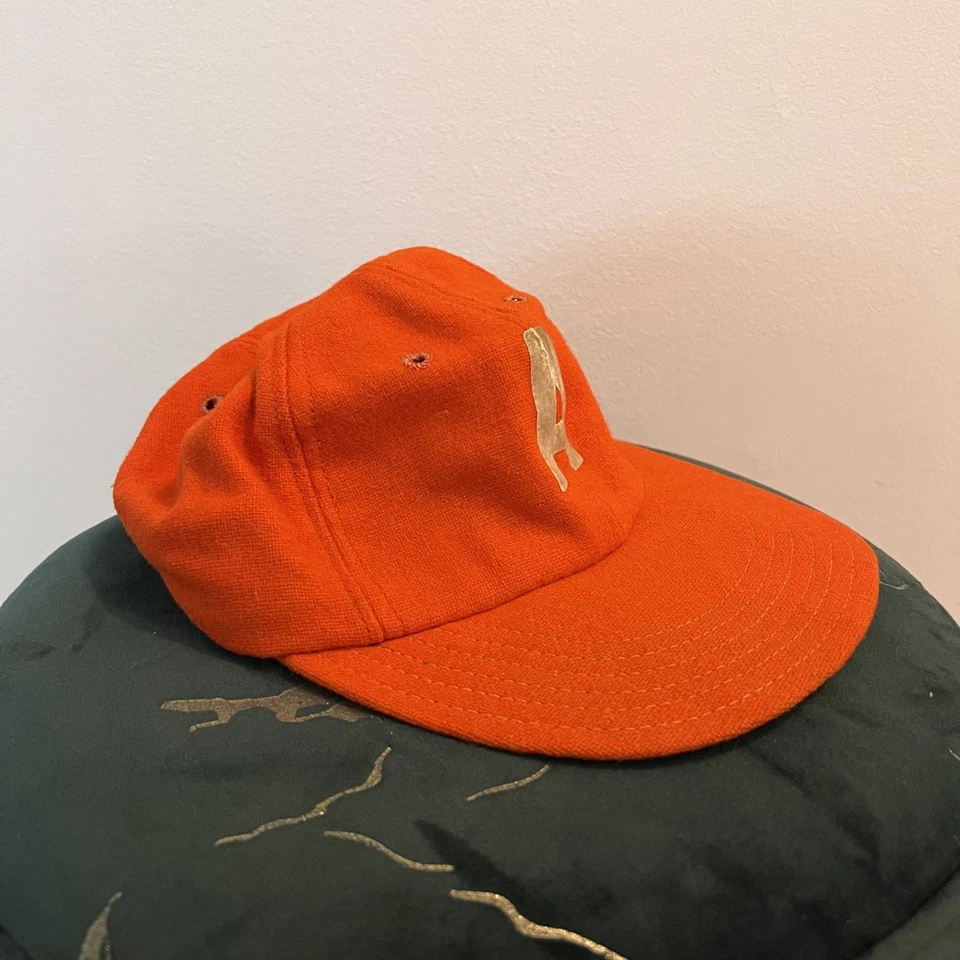 Gorra de béisbol de lana vintage ajustada naranja con letra A Foto 4 de 4