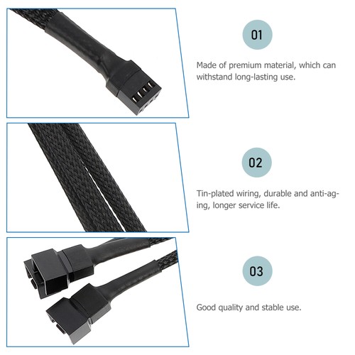 2 PCS Fan Interface Expansion Cable 1 to 3 Converter Cord for Cooling Fans - 第 4/12 張圖片