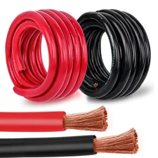 4 Gauge Battery Cable Copper Wire, 3FT Red+3FT Black 4 AWG Welding Cable Stan...