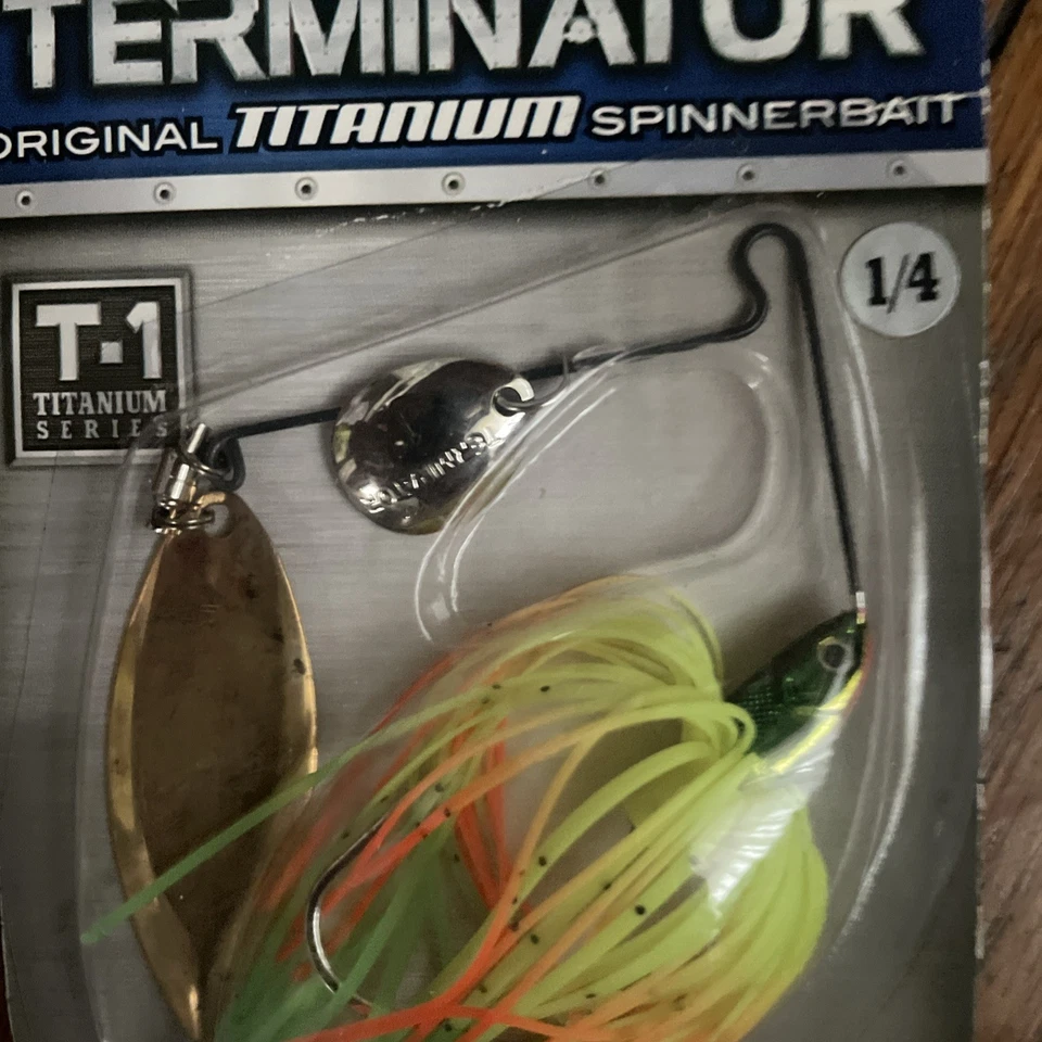 DISCONTINUED TERMINATOR T-1 TITANIUM 1/4 OZ SPINNERBAIT Hot Tip Chartreuse New - Image 4 of 4