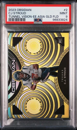 2023 Panini Obsidian Tunnel Vision CJ Stroud Ee Asia GLD FLD #2 5/10 PSA 9
