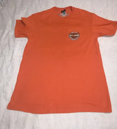 Harley Davidson Shirt Mens Large Orange Tucson Arizona Front Pocket Graphic Tee - product listing photo