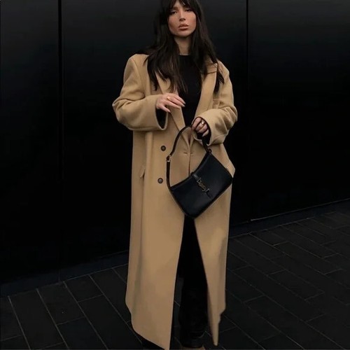 ZARA BEIGE COAT WOOL CAMEL MANTECO WOOL OVERSIZE SIZE EXTRA SMALL XS NEW - Picture 8 of 15