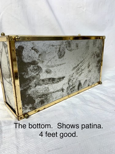 Vintage Verre Eglomise verspiegelte Schatulle Glas gold geädert Kunst Schmuck rauchig 1940er - Bild 4 von 15