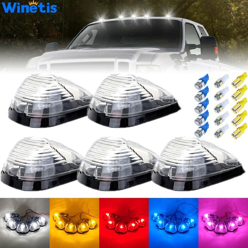 5X LED Cab Roof Marker Lights Clear Kit For 99-16 Ford F250 F350 F450 Super Duty - Picture 1 of 22