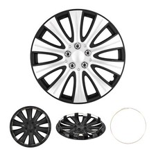 Tapacubos 4 piezas 15" cubierta de rueda plateada negra se adapta a tapas de rueda de acero para Rin R15 JDM