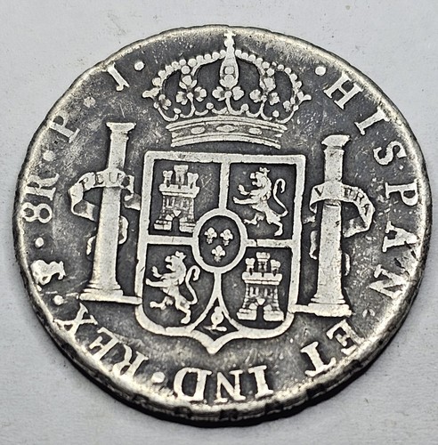 1808 PTS PJ SILVER BOLIVIA 8 REALES CHARLES IV COIN POTOSI MINT - 第 10/14 張圖片