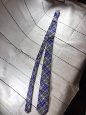 Gitman Brothers Purple Gray Plaid 100 Cotton Skinny Tie