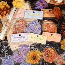Layered Flowers Stamping PET Stickers Journal Card Album Scrapbooking DIY Crafts