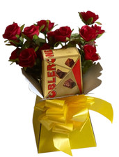 Luxury Artificial Rose Bouquet with Chocolates Gift Set, Red  Roses and Large