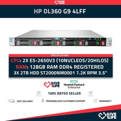 HP DL360 G9 4LFF E5-2650LV3 RACK SERVER+64GB DDR4+4X3TB+4 CADDY+P440AR +2PSU