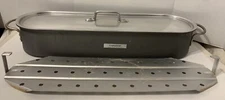 CALPHALON COMMERCIAL Anodized Aluminum FISH POACHER w/ Lid & Insert - FRANCE