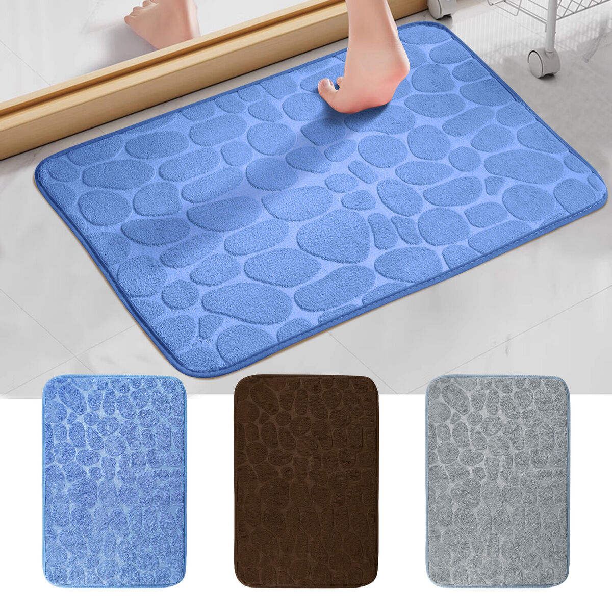 Thickened Bath Mat, Foot Wiping Mat, 23.6 x 15.7 x 1.2 inches, Quick  Drying, Absorbent, Anti-Slip, Fluffy, Antibacterial, Odor Resistant,  Entrance