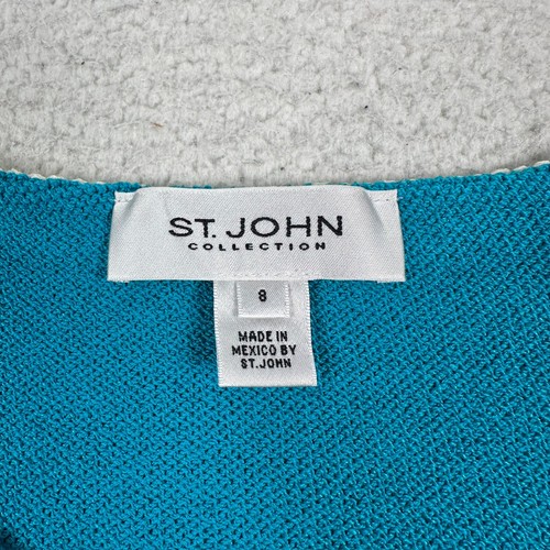 St. John Santana Knit Jacket Women’s 8 Wool Rayon Blend Blazer Turquoise - Picture 3 of 11