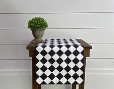Black and White Table Runner Diamond Harlequin Table Centerpiece Home Decor