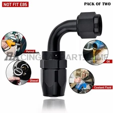 2Pcs AN6 Universal 90 Degree Swivel Hose End Fitting Adaptor For CPE Hose Black