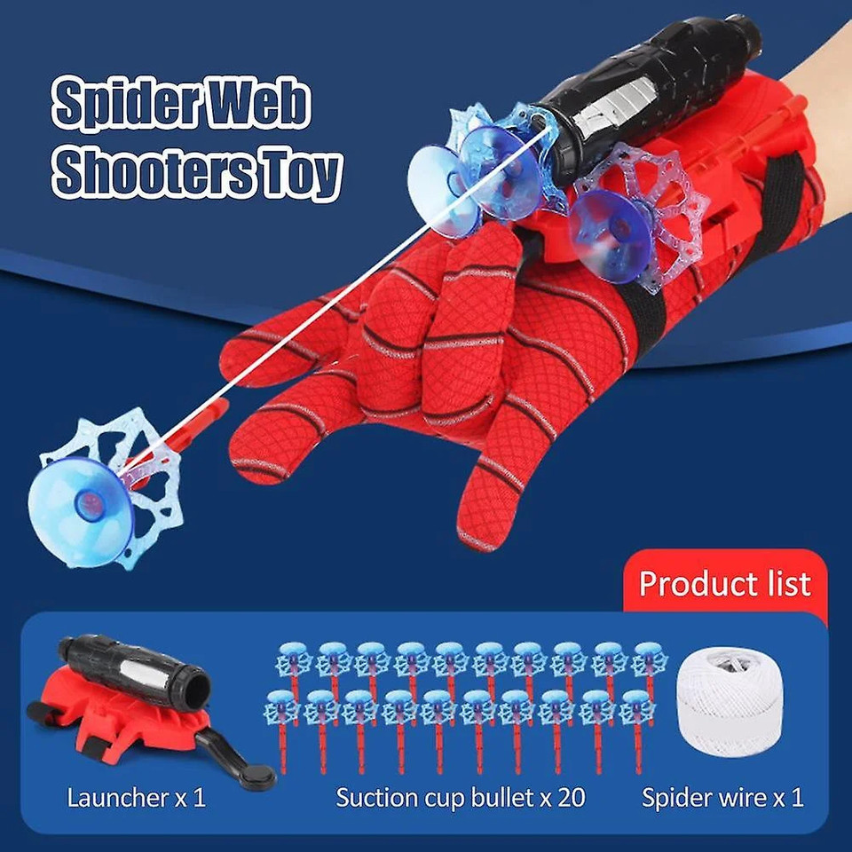 Spider-Man Werfer Set - 18-teiliges Handschuh-Spielzeug Mit Saugnapf-Pfeilen