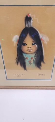 Pintura firmada vintage serie Papoose por Gerda Christoffersen, enmarcada mate - Imagen 2 de 5