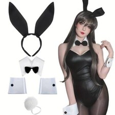 Women's Bunny Costume Accessories-Ears, Collar, Bow Tie, Cuffs, & Tail