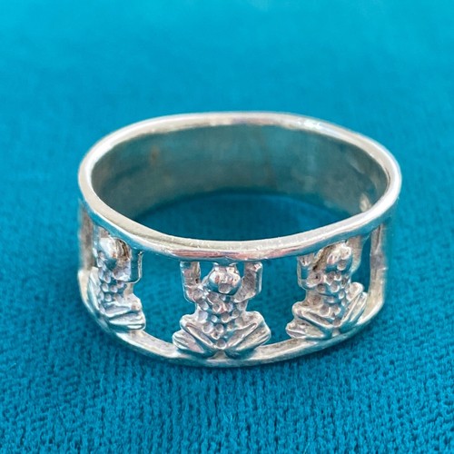 Vintage 925 Sterling Silber Frosch Band Ring Größe 8,75