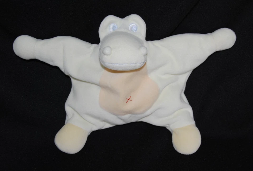 Peluche doudou hippopotame semi plat JOLLYBABY vert jaune grelot hochet TTBE - Photo 1/1