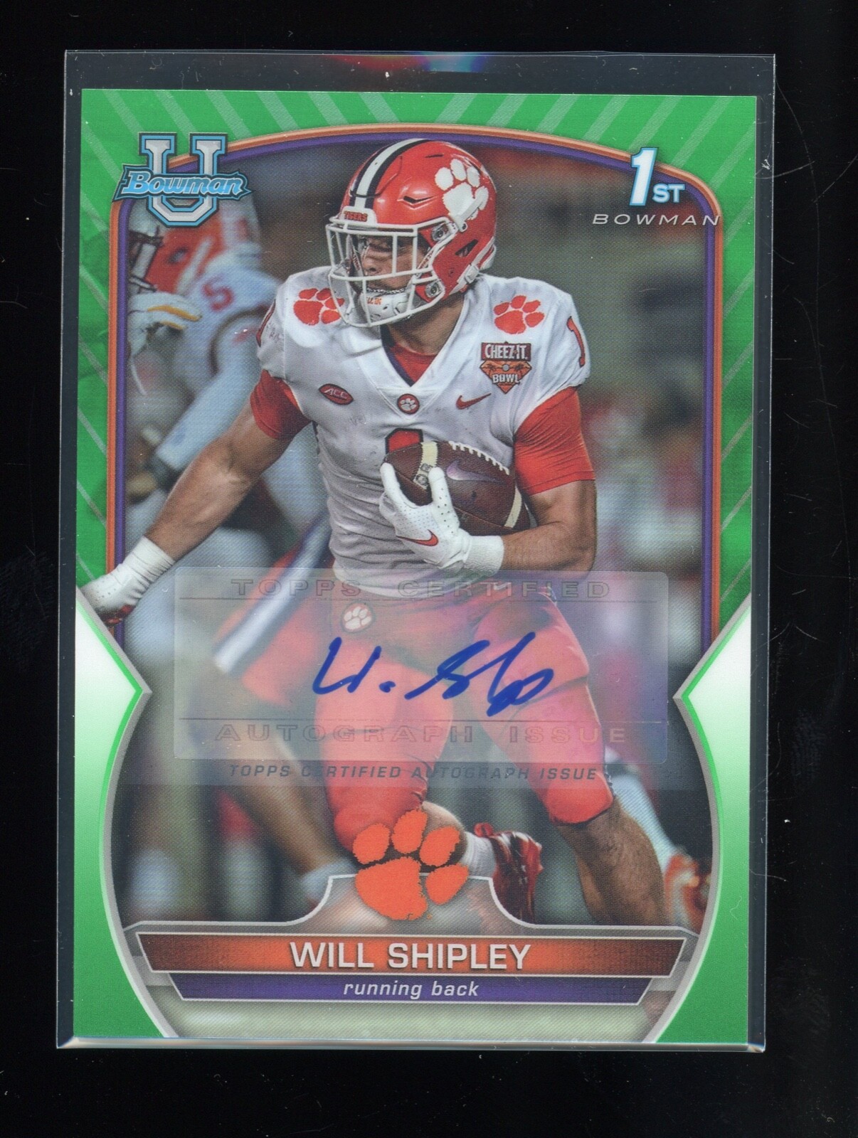2022 Bowman University Chrome  Green Refractor #73 Will Shipley /99 Auto