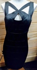 Jax Size 8 Black Satin Sheath Silhouett Cocktail Dress Cut Out Yoke  J