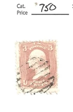 US # 64,  three cent Pink, 1861, Very Fine, Fancy cancel, scv $750