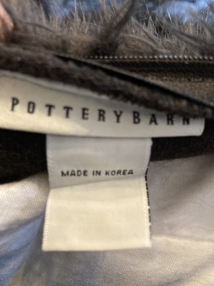 Pottery Barn Faux Fur THROW PILLOW Espresso 18"x18" with Pottery Barn