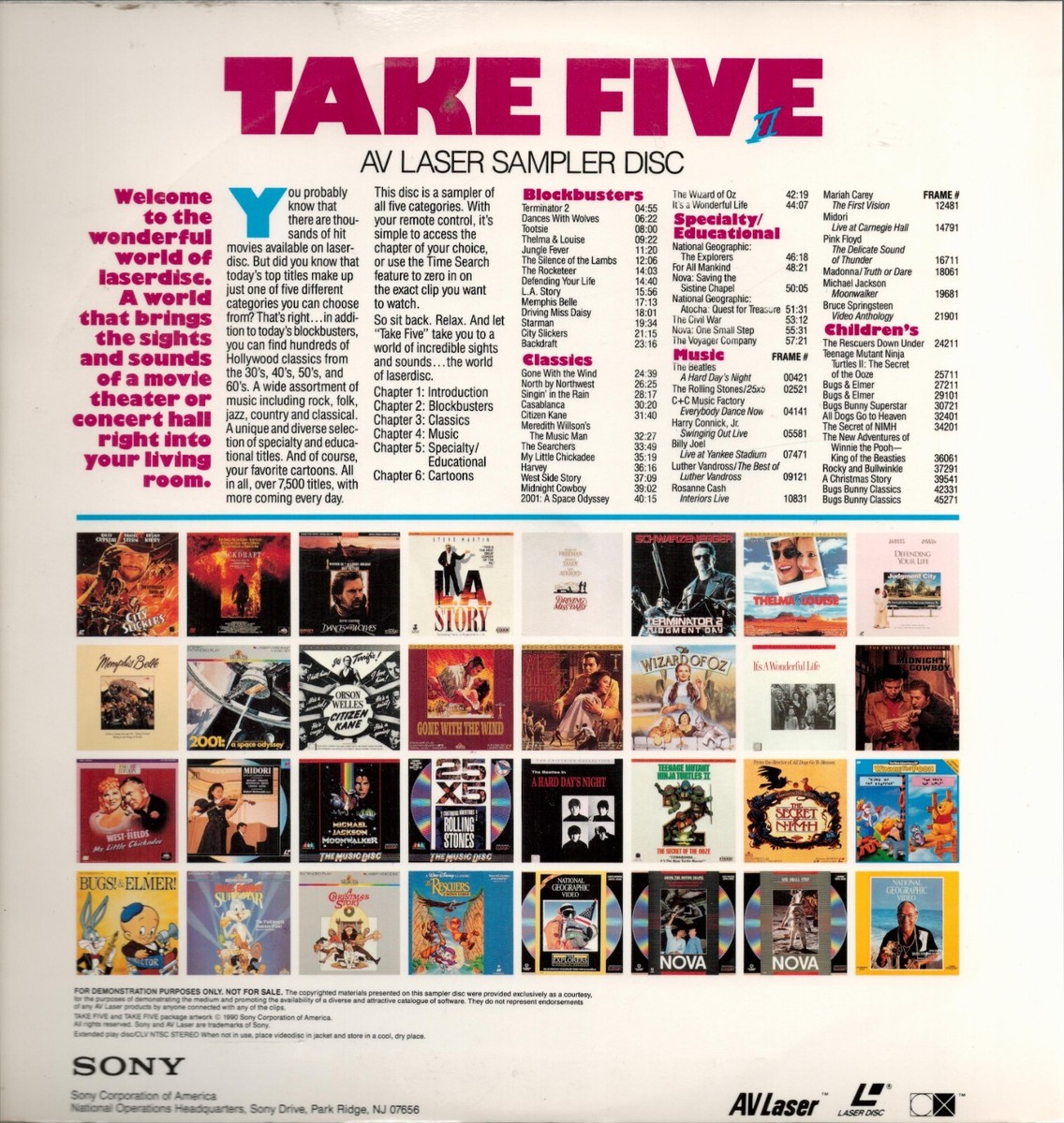 Take Five AV Laser Sampler Disc Sony Laserdisc 1990 | eBay