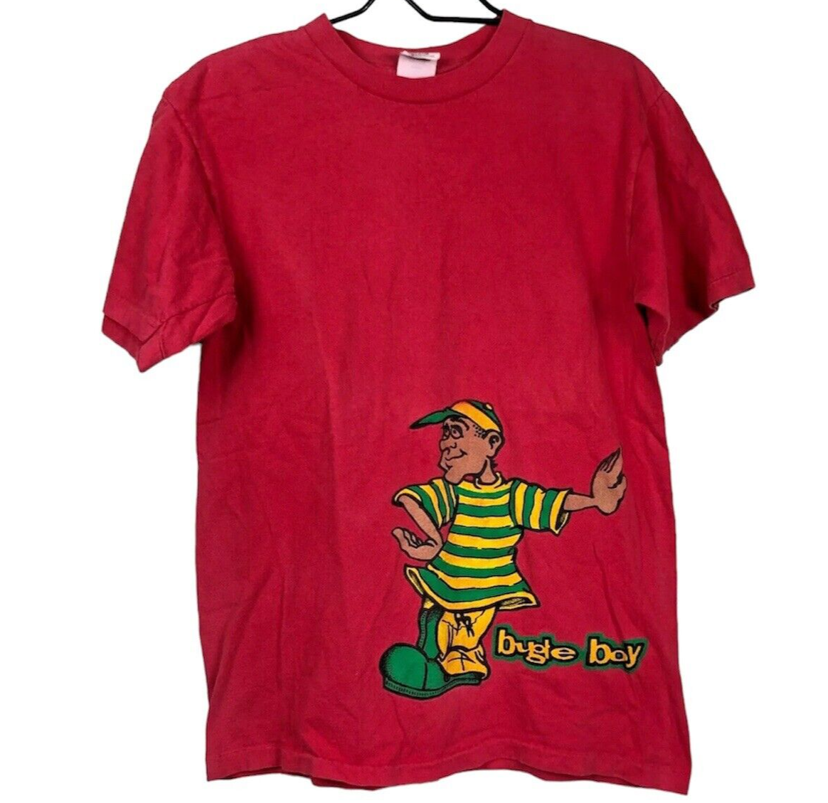 Vintage Bugle Boy Spell out T-Shirt Thick Cotton Graphic Red Men's