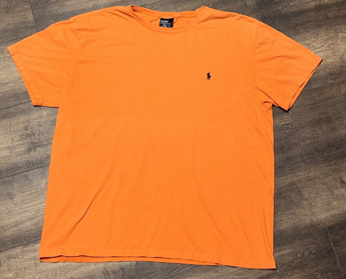 Polo Ralph Lauren vintage t shirt uomo grande arancione manica corta girocollo pony anni 90