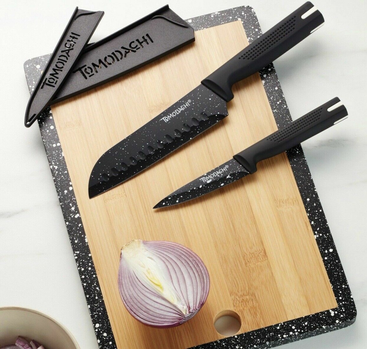 Tomodachi, 12-Pc Akita Shears Cutlery Set w Bamboo Cutting Board