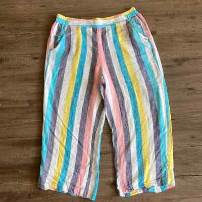 Splendid x Gray Malin St. Barry s Linen Blend Striped Ankle Pants sz XL