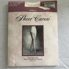 Worthington Silky Sheer Caress Satiny Control Top  Reinforced Toe Bone Average
