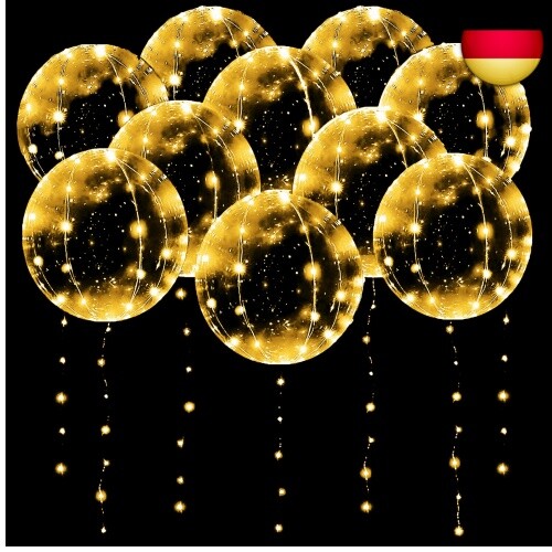10x LED Luftballons Mit Stäben - Wiederverwendbare Bobo Ballons Für Partys