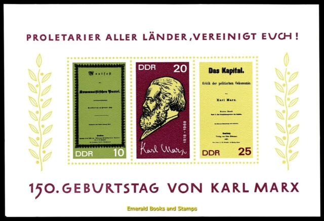 EBS East Germany DDR 1968 - 150th birthday Karl Marx - Michel Block 27 - MNH** EBS East Germany DDR 1968 - 150th birthday Karl Marx - Michel Block 27 - MNH**