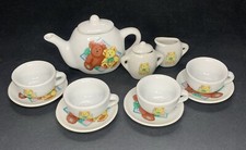 Vintage Children  s Tea Set Of 13 Porcelain Teddy Bear Theme 1995 THT White