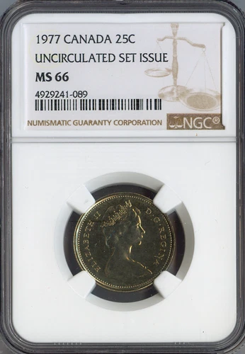 1977 Canada 25 Cents NGC MS66 Quality