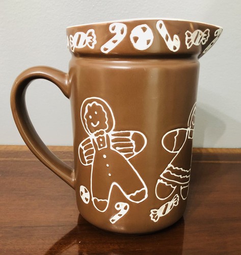Iced Gingerbread Man Stoneware Pitcher or Crock Utensil Holder 8" - Picture 3 of 8