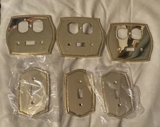 VTG Set of 6 SOLID BRASS BROADWAY SUPPLY CO LIGHT SWITCH PLATE COVER ROPE TRIM