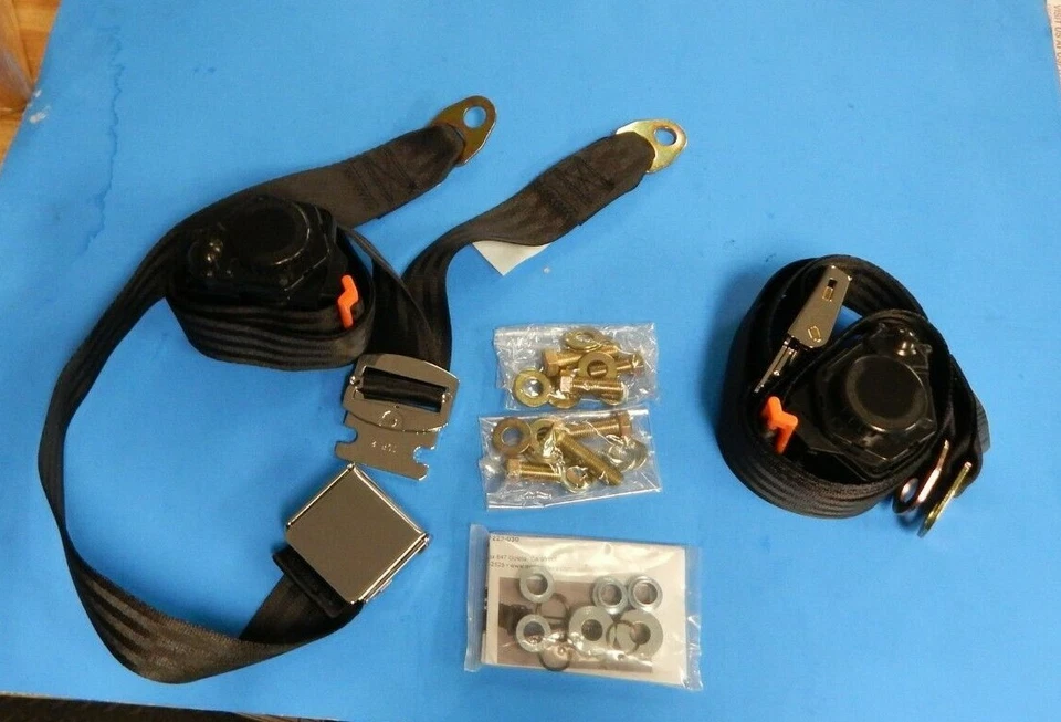 Pair of 3 Point Retractable Seat Belts MG Midget 1973-79 Made USA Vintage Style - Imagem 2 de 2